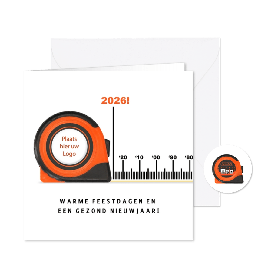 Zakelijke kerstkaart bouw en klusbedrijf rolmaat - Kaartimpressie