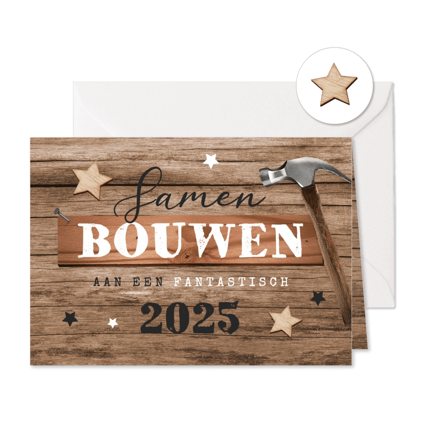 Zakelijke kerstkaart bouwbedrijf klussen industrieel hout - Kaartimpressie