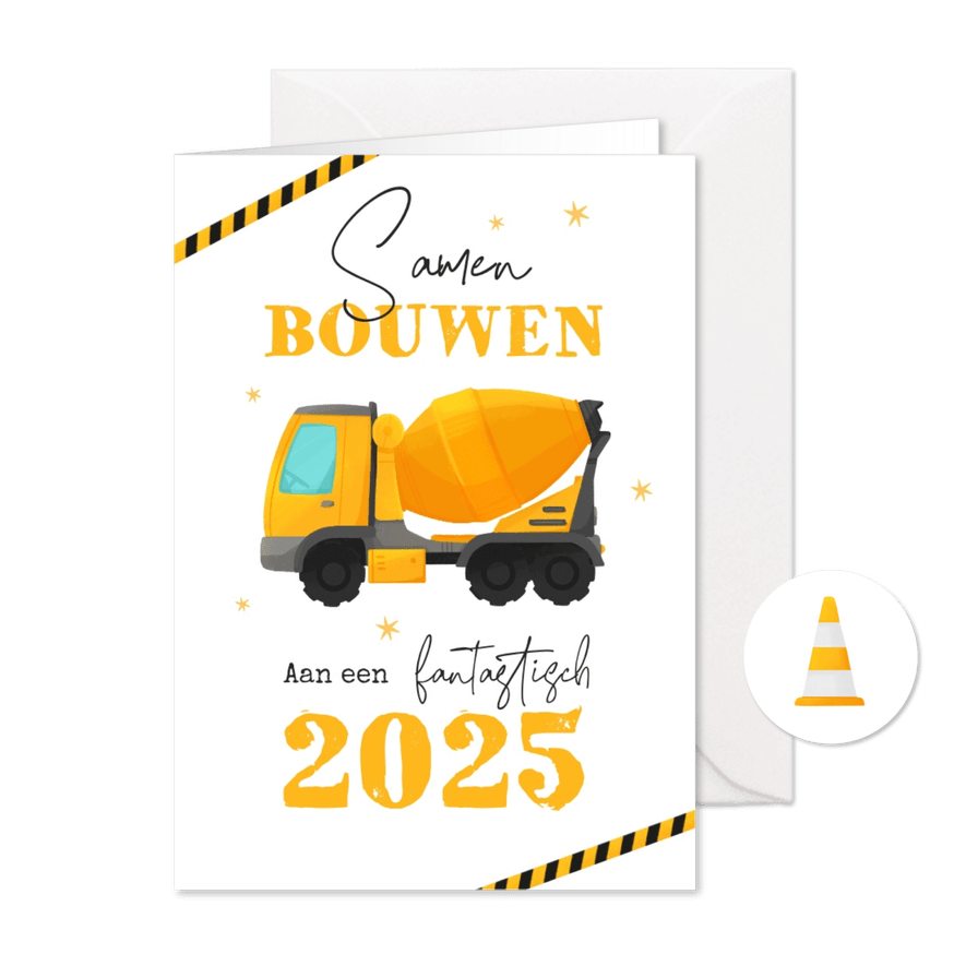 Zakelijke kerstkaart bouwvak illustratie 2025 - Kaartimpressie