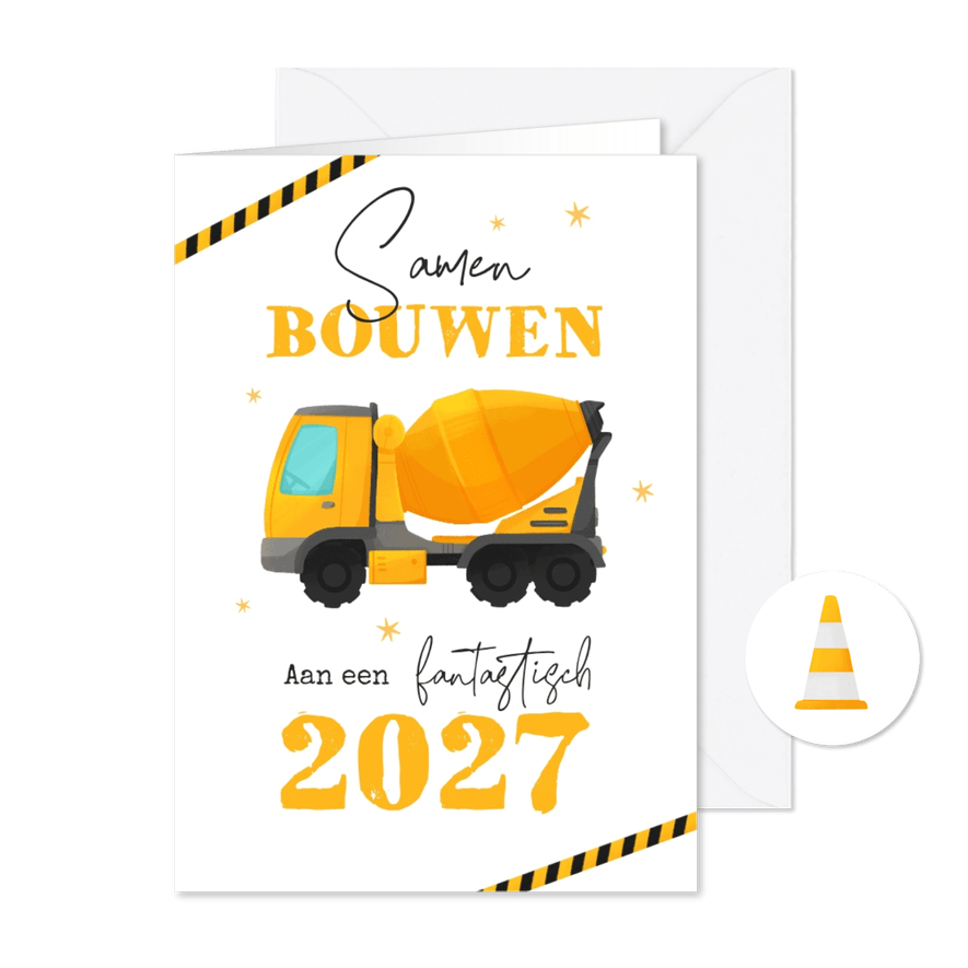 Zakelijke kerstkaart bouwvak illustratie 2027 - Kaartimpressie