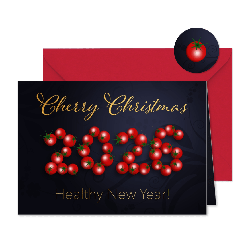 Zakelijke kerstkaart cherry Christmas - Kaartimpressie
