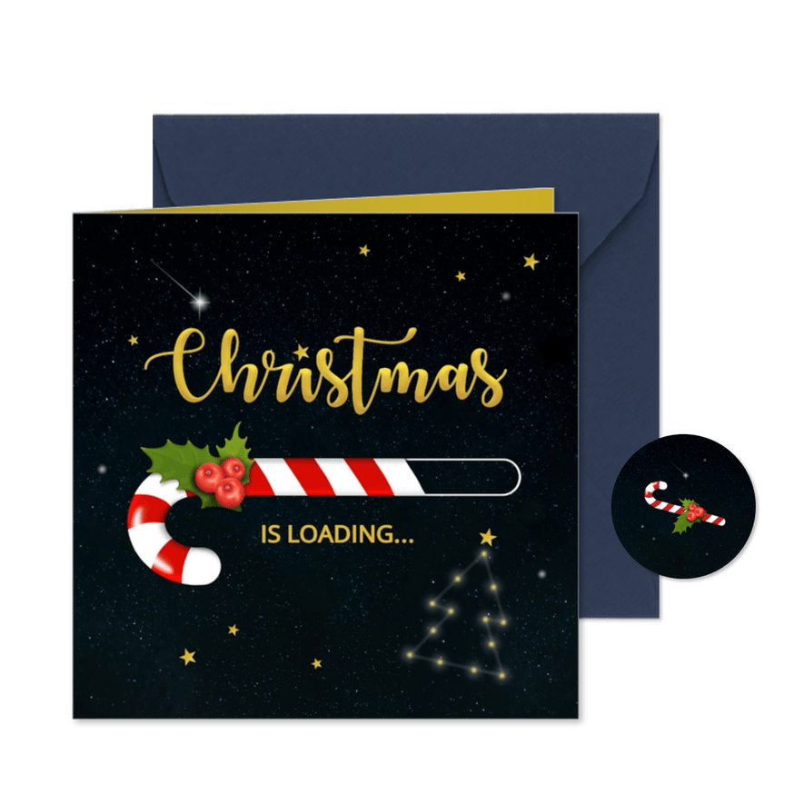 Zakelijke kerstkaart christmas is loading zuurstok - Kaartimpressie