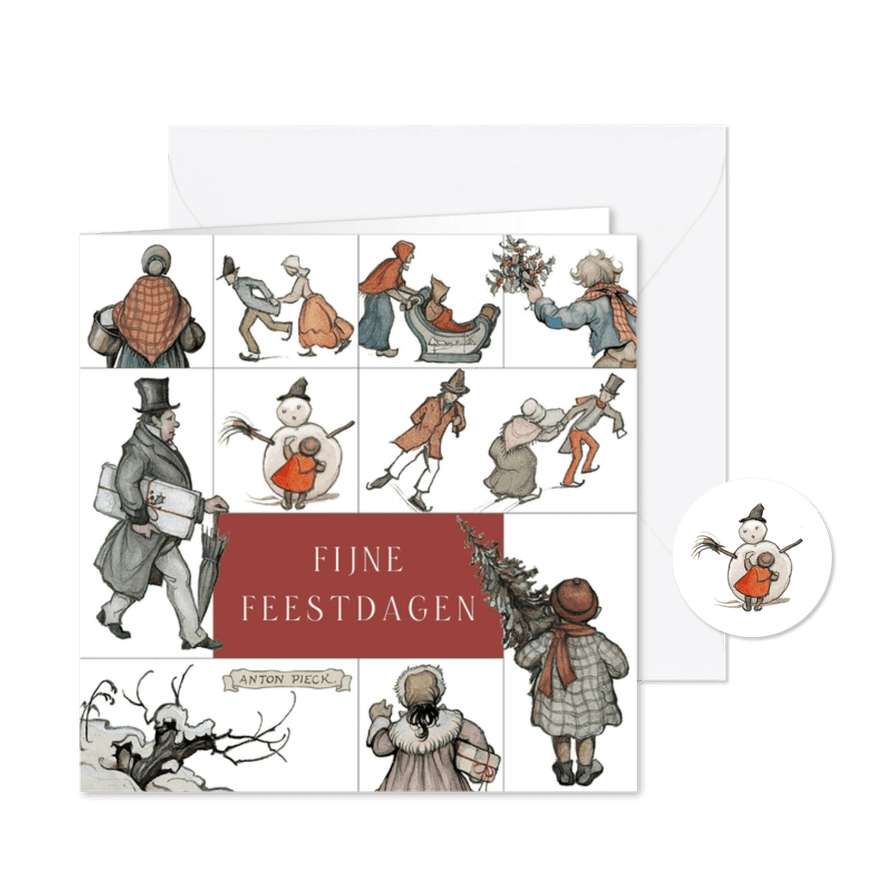 Zakelijke kerstkaart collage Anton Pieck - Kaartimpressie