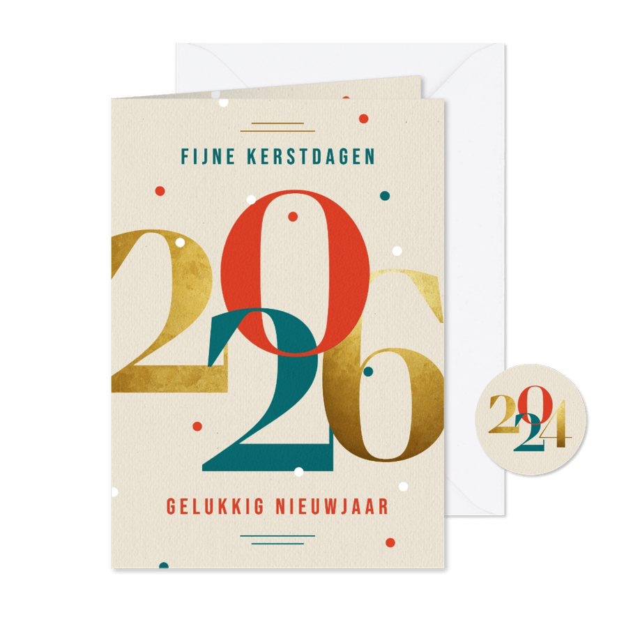 Zakelijke kerstkaart fijne feestdagen 2026 bedankt - Kaartimpressie