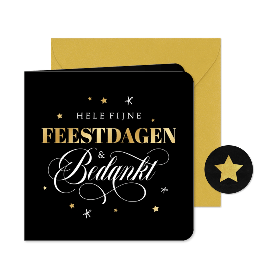Zakelijke kerstkaart fijne feestdagen bedankt sterren - Kaartimpressie