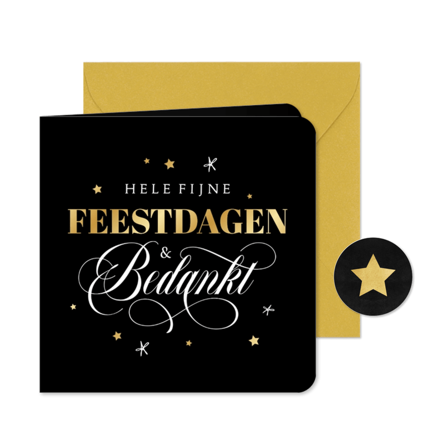 Zakelijke kerstkaart fijne feestdagen bedankt sterren - Kaartimpressie