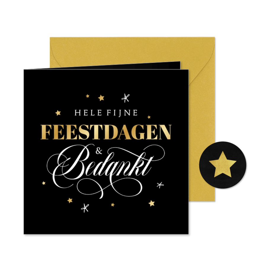 Zakelijke kerstkaart fijne feestdagen bedankt sterren - Kaartimpressie