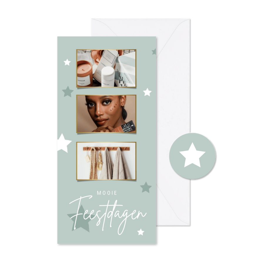 Zakelijke kerstkaart fijne feestdagen sterren fotocollage - Kaartimpressie