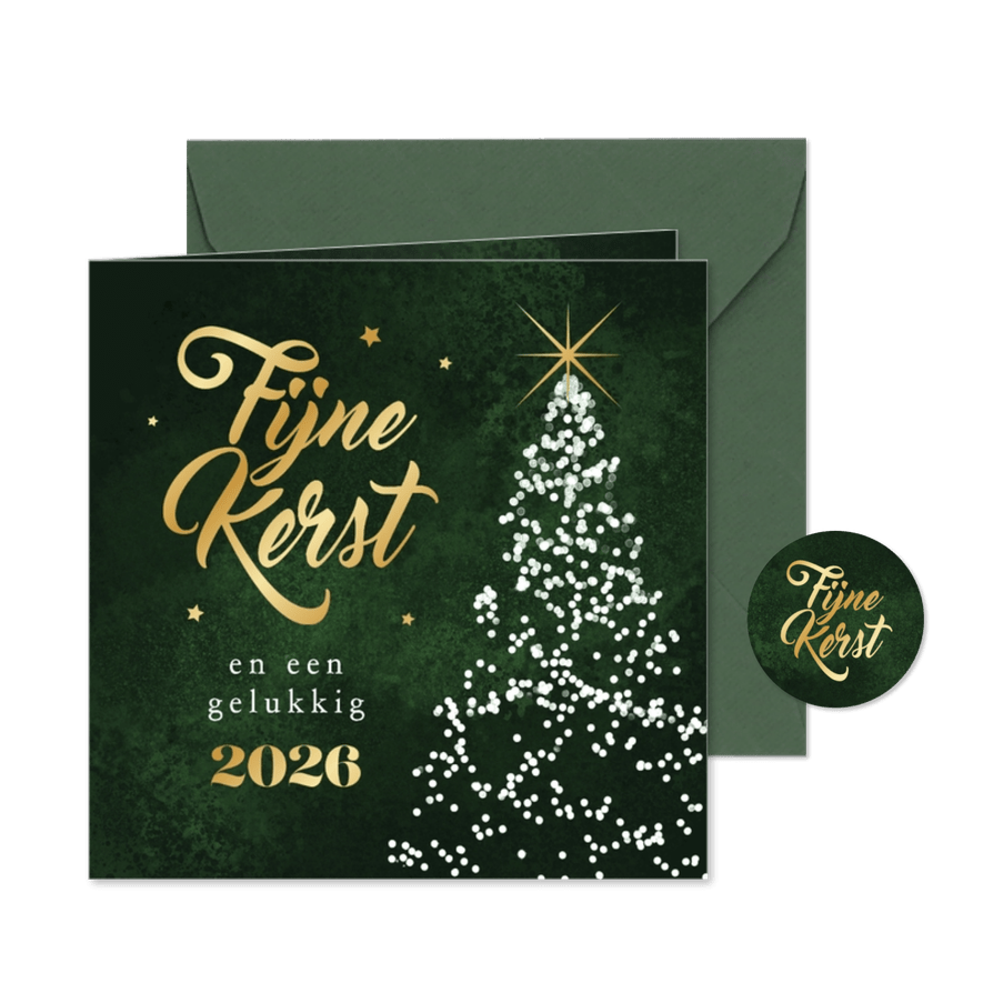 Zakelijke kerstkaart fijne kerst 2026 kerstboom bedankt - Kaartimpressie