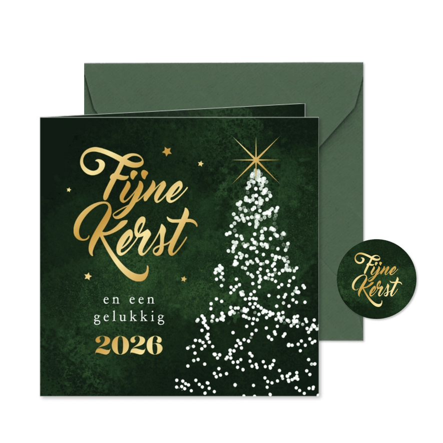 Zakelijke kerstkaart fijne kerst 2026 kerstboom bedankt - Kaartimpressie