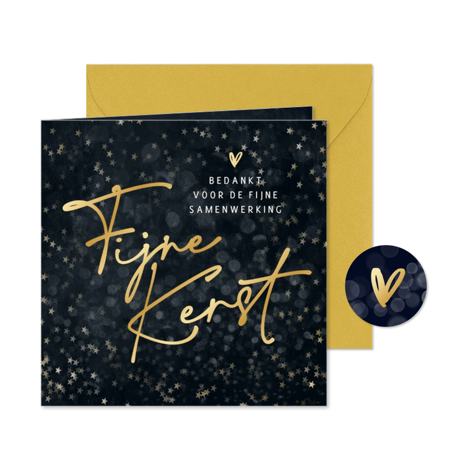 Zakelijke kerstkaart fijne kerst bedankt sterren - Kaartimpressie