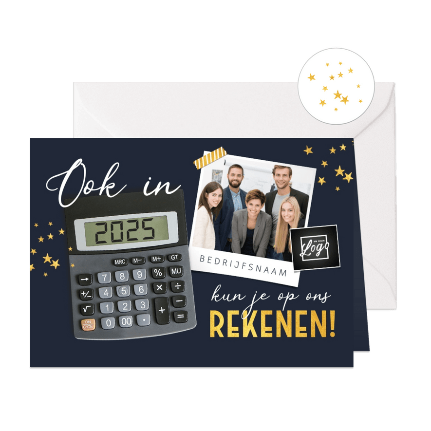 Zakelijke kerstkaart financieel rekenmachine foto bedrijf - Kaartimpressie