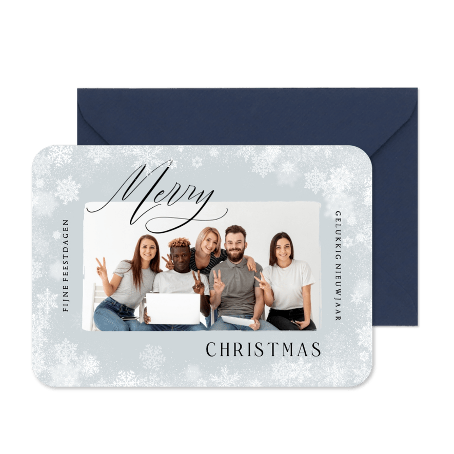 Zakelijke kerstkaart foto merry christmas sneeuw - Kaartimpressie