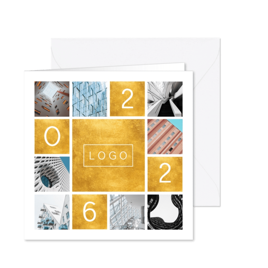 Zakelijke kerstkaart fotocollage 8 foto's - Kaartimpressie