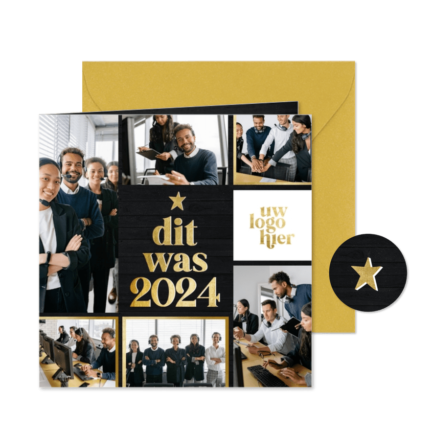 Zakelijke kerstkaart fotocollage terugblik dit was 2025 - Kaartimpressie