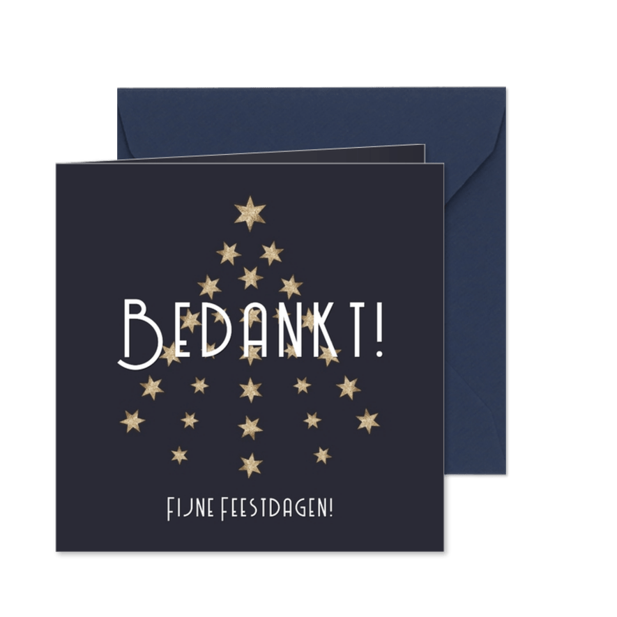 Zakelijke kerstkaart gouden sterren kerstboom - Kaartimpressie