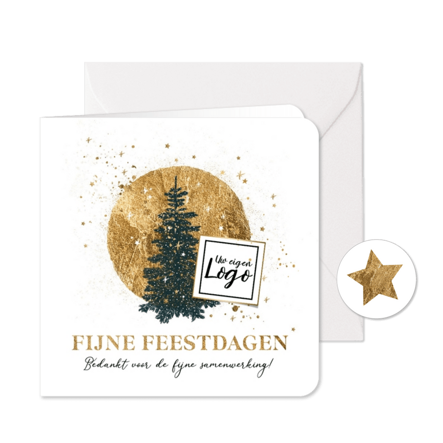 Zakelijke kerstkaart goudlook cirkel kerstboom illustratie - Kaartimpressie