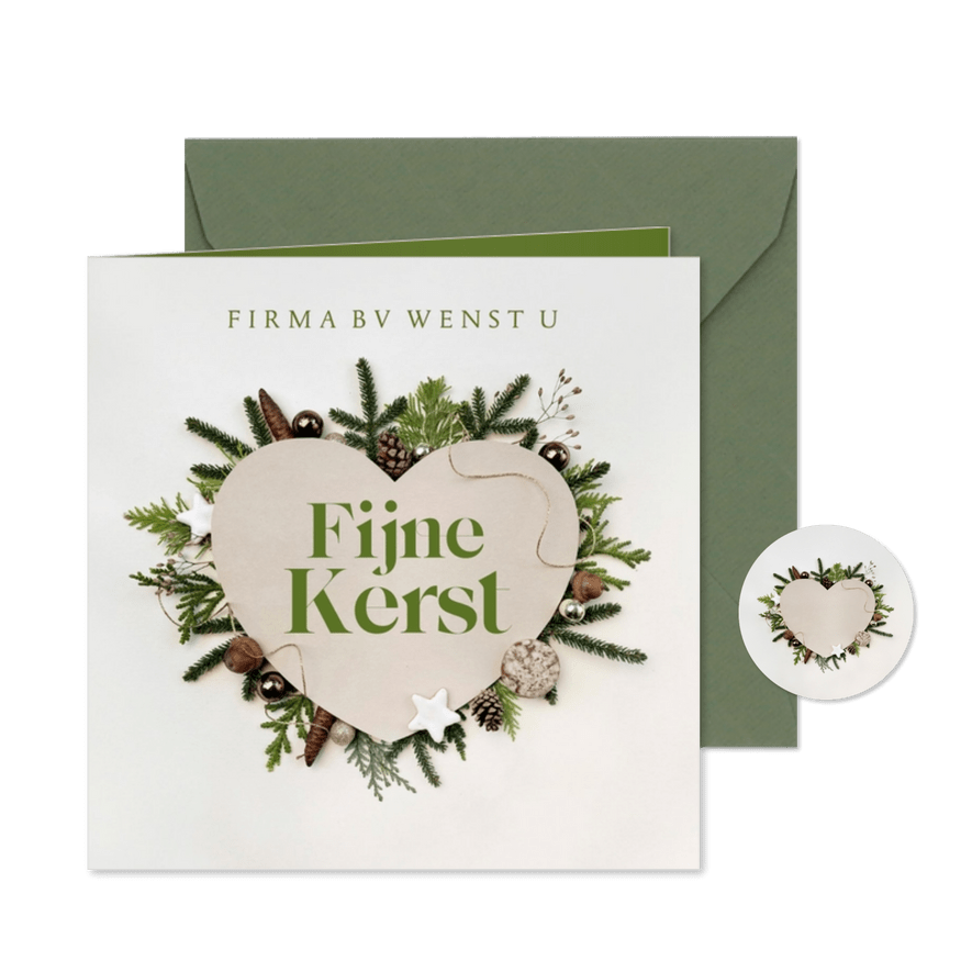 Zakelijke kerstkaart hart met kerstdecoratie - Kaartimpressie