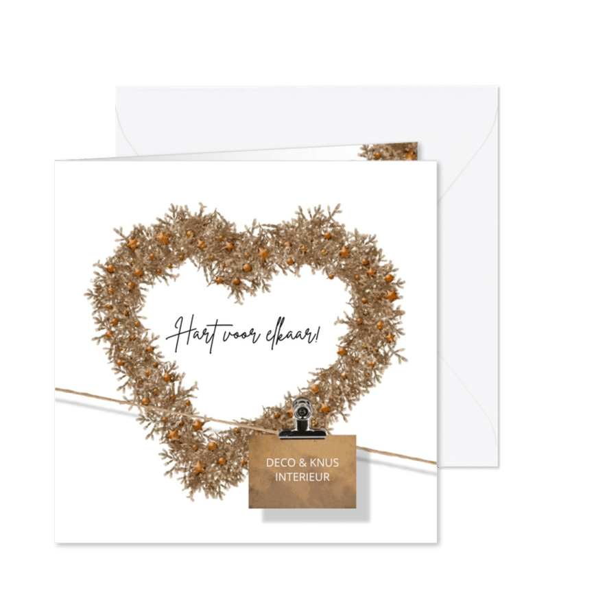 Zakelijke kerstkaart hart voor elkaar - Kaartimpressie