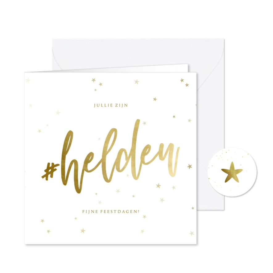 Zakelijke kerstkaart hashtag helden bedankt - Kaartimpressie