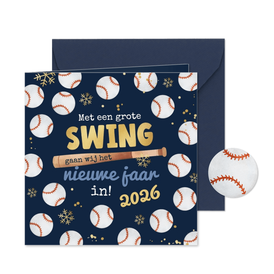 Zakelijke kerstkaart honkbalclub vereniging nieuwjaar - Kaartimpressie