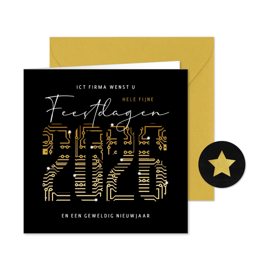Zakelijke kerstkaart ICT 2026 nieuwjaar fijne feestdagen - Kaartimpressie