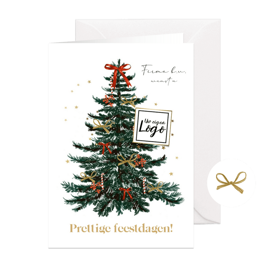 Zakelijke kerstkaart illustratie kerstboom klassiek sterren - Kaartimpressie