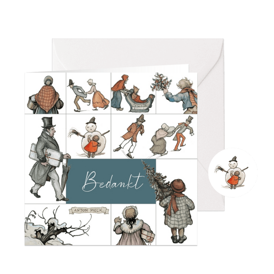 Zakelijke kerstkaart illustraties Anton Pieck - Kaartimpressie