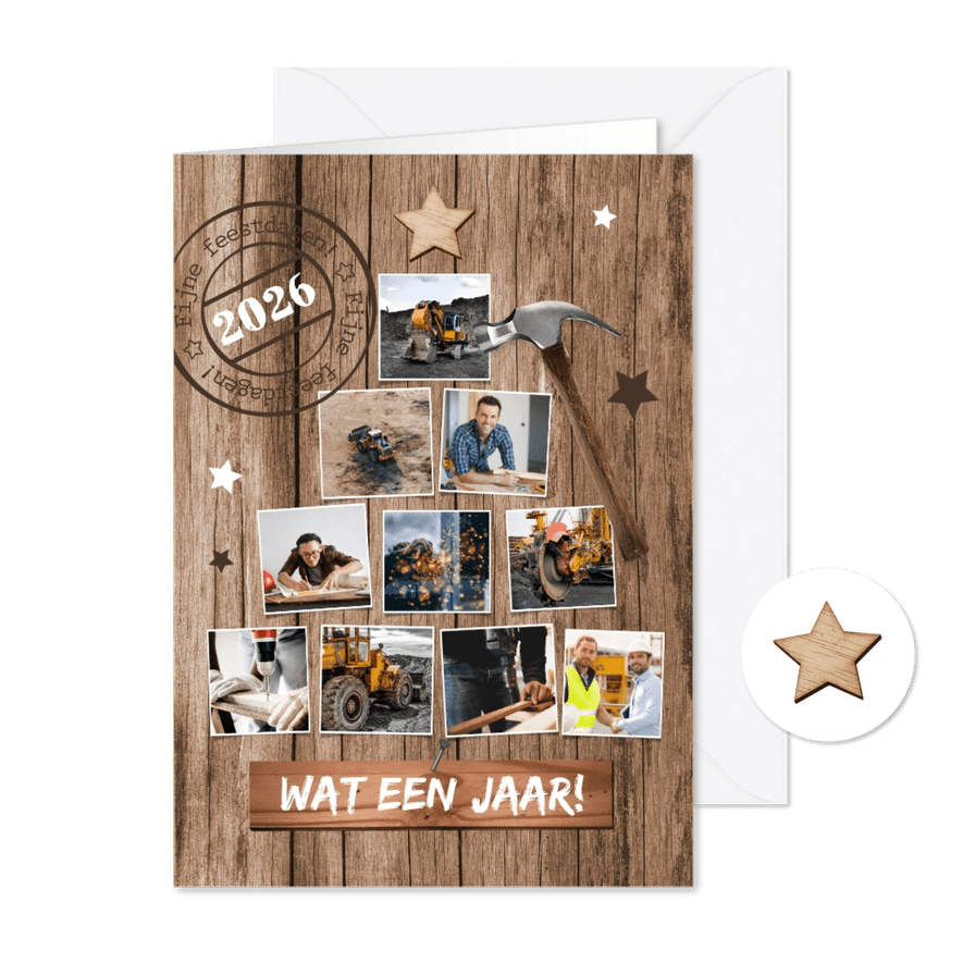 Zakelijke kerstkaart industrieel hout foto kerstboom - Kaartimpressie