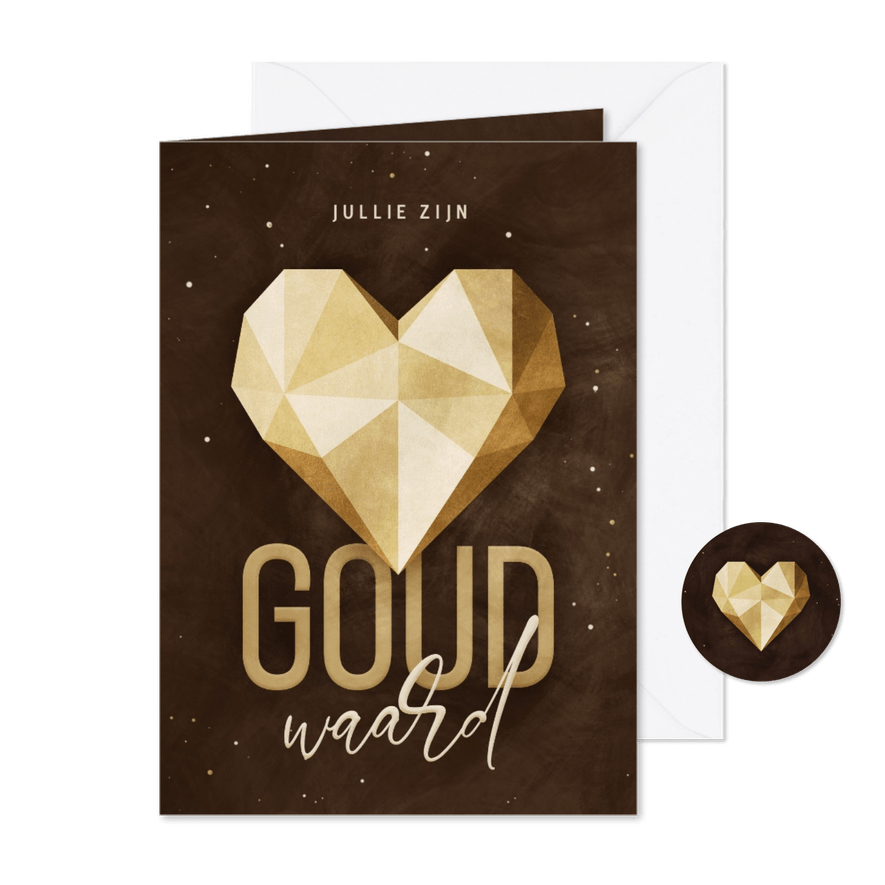Zakelijke kerstkaart jullie zijn goud waard geometrisch hart - Kaartimpressie