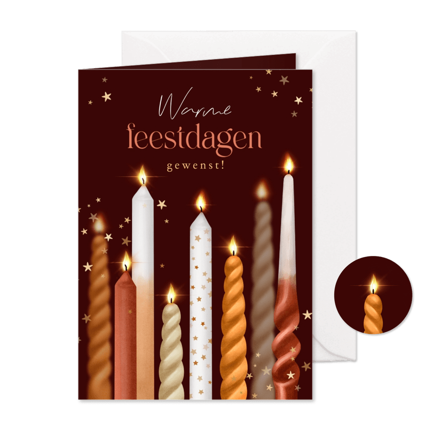 Zakelijke kerstkaart kaarsen lichtpuntjes bedankt feestdagen - Kaartimpressie