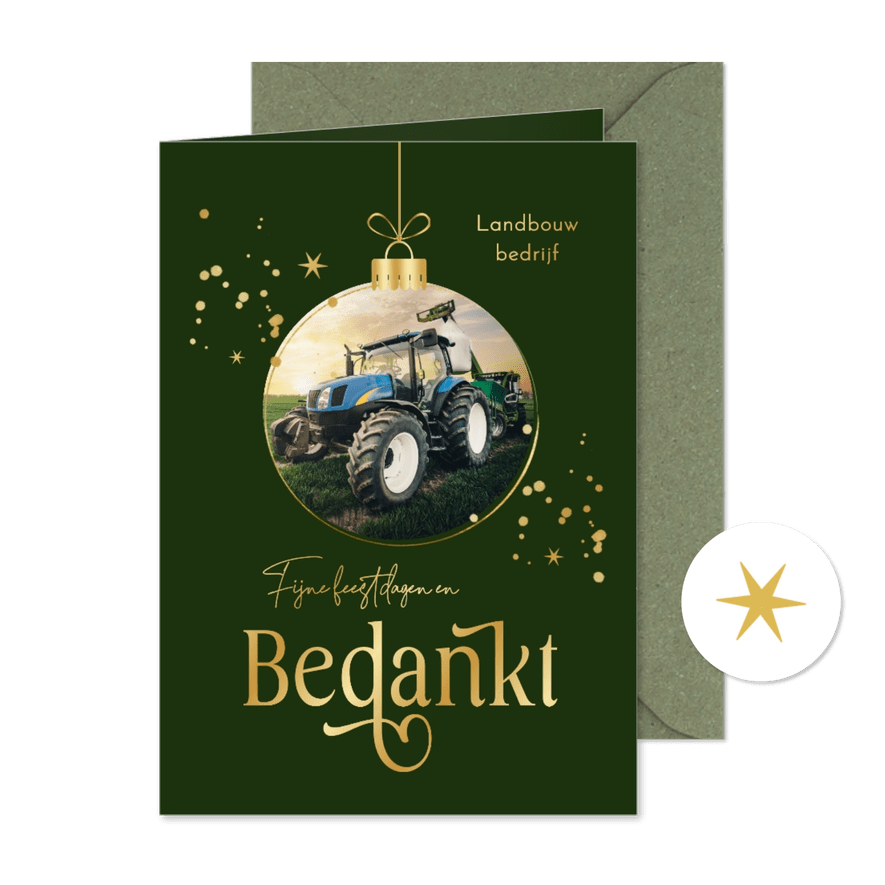 Zakelijke kerstkaart kerstbal bedankt sterren goud algemeen - Kaartimpressie