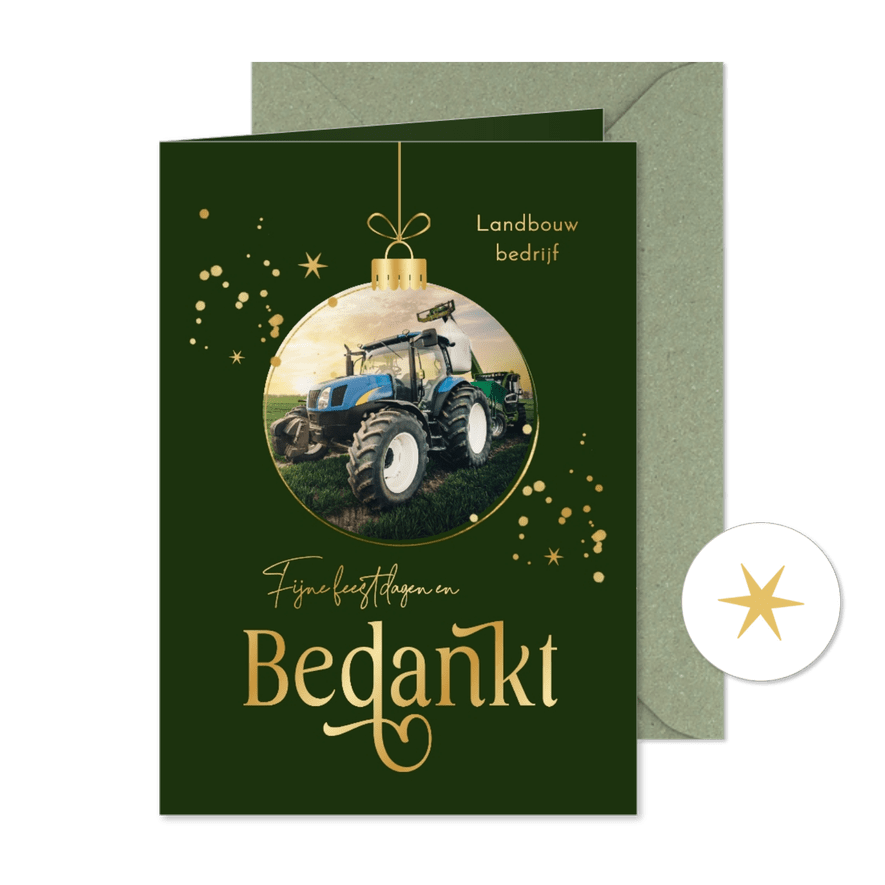 Zakelijke kerstkaart kerstbal bedankt sterren goud algemeen - Kaartimpressie