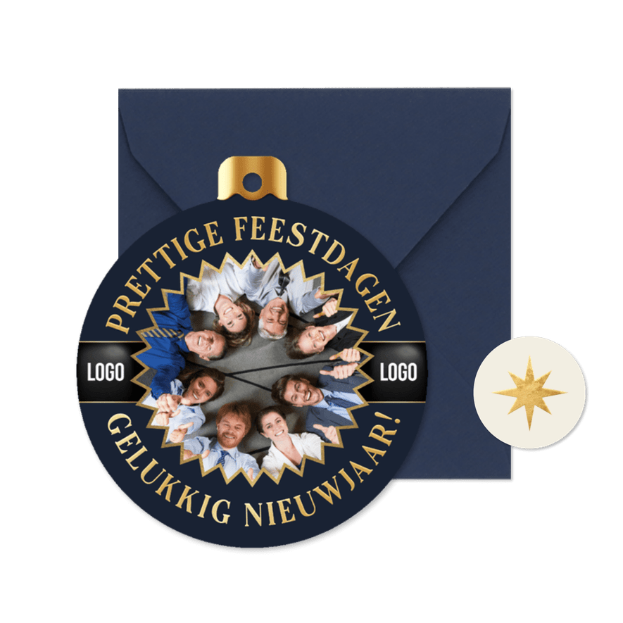 Zakelijke kerstkaart kerstbal vorm kerst nieuwjaar foto ster - Kaartimpressie