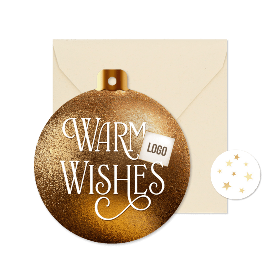 Zakelijke kerstkaart kerstbal vorm warm wishes internationaa - Kaartimpressie
