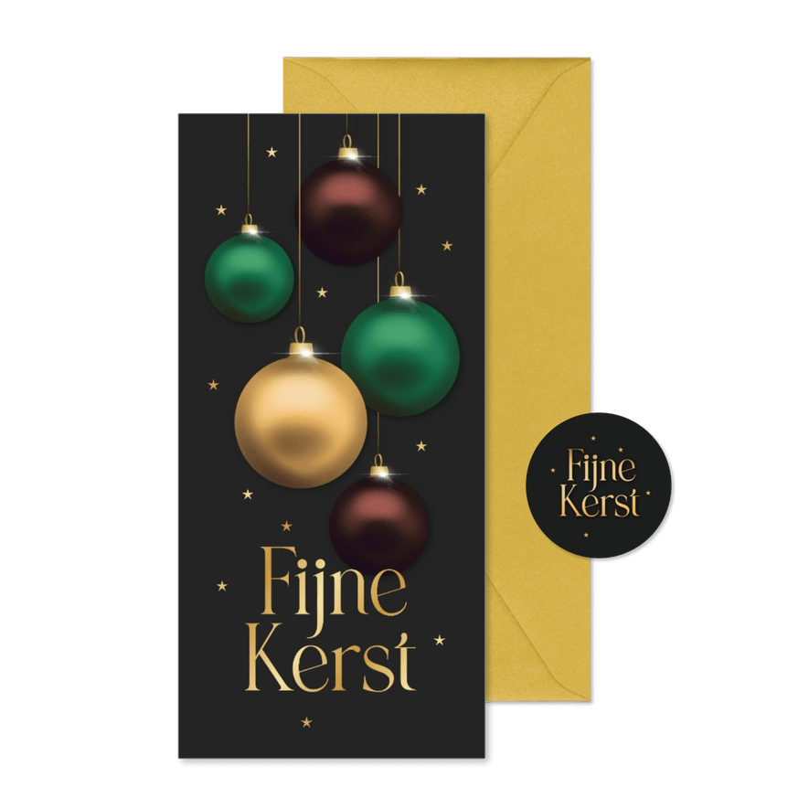 Zakelijke kerstkaart kerstballen chique - Kaartimpressie