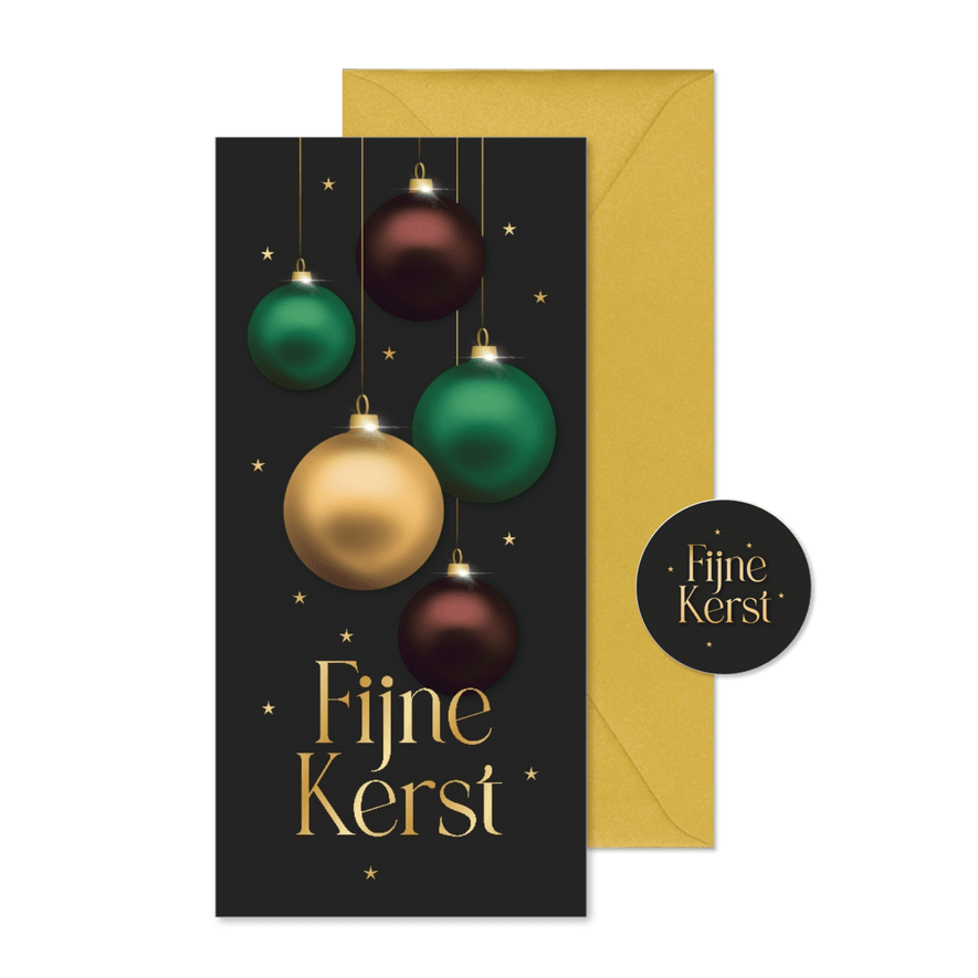 Zakelijke kerstkaart kerstballen chique - Kaartimpressie