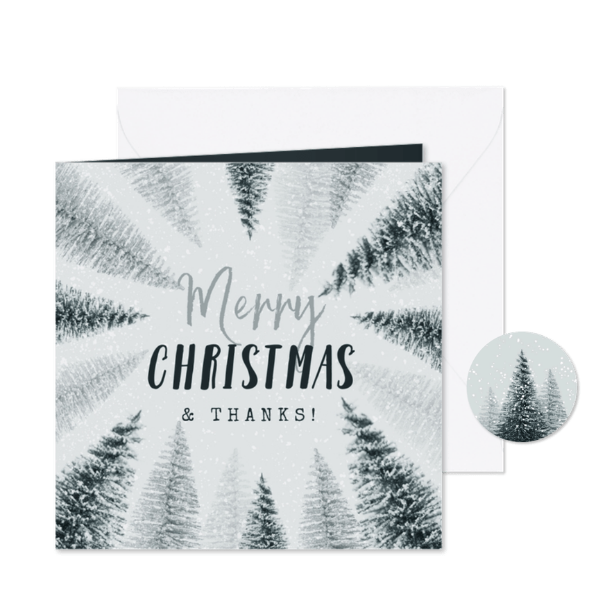 Zakelijke kerstkaart kerstbomen winter internationaal - Kaartimpressie