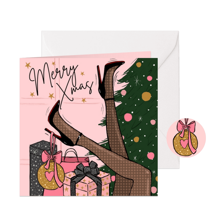 Zakelijke kerstkaart kerstboom fashion illustratie - Kaartimpressie