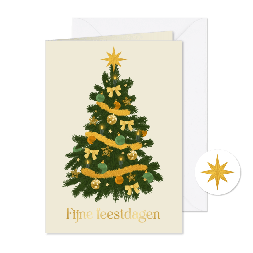Zakelijke kerstkaart kerstboom goud trend decoratie - Kaartimpressie