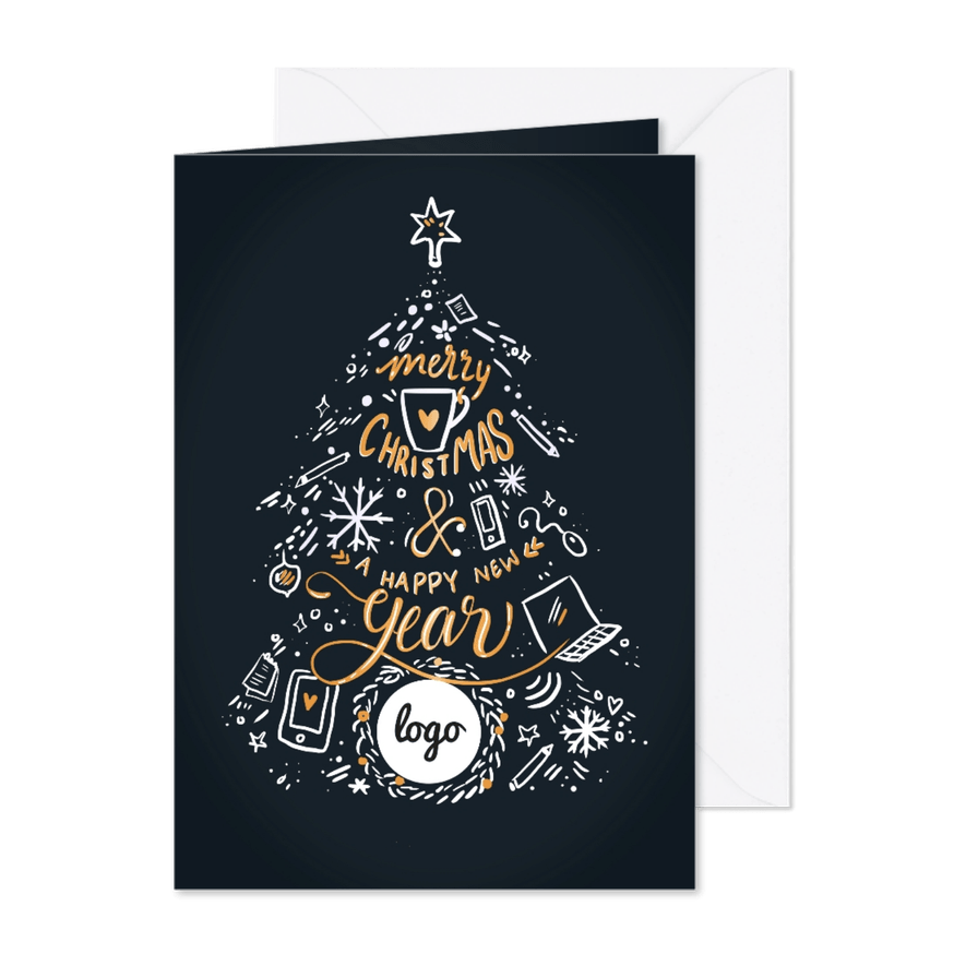 Zakelijke kerstkaart kerstboom met logo - Kaartimpressie