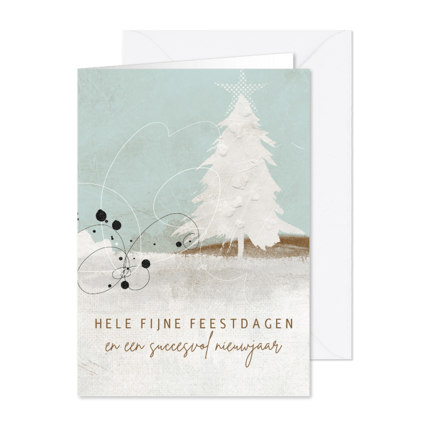 Zakelijke kerstkaart kerstboom wit sneeuw - Kaartimpressie