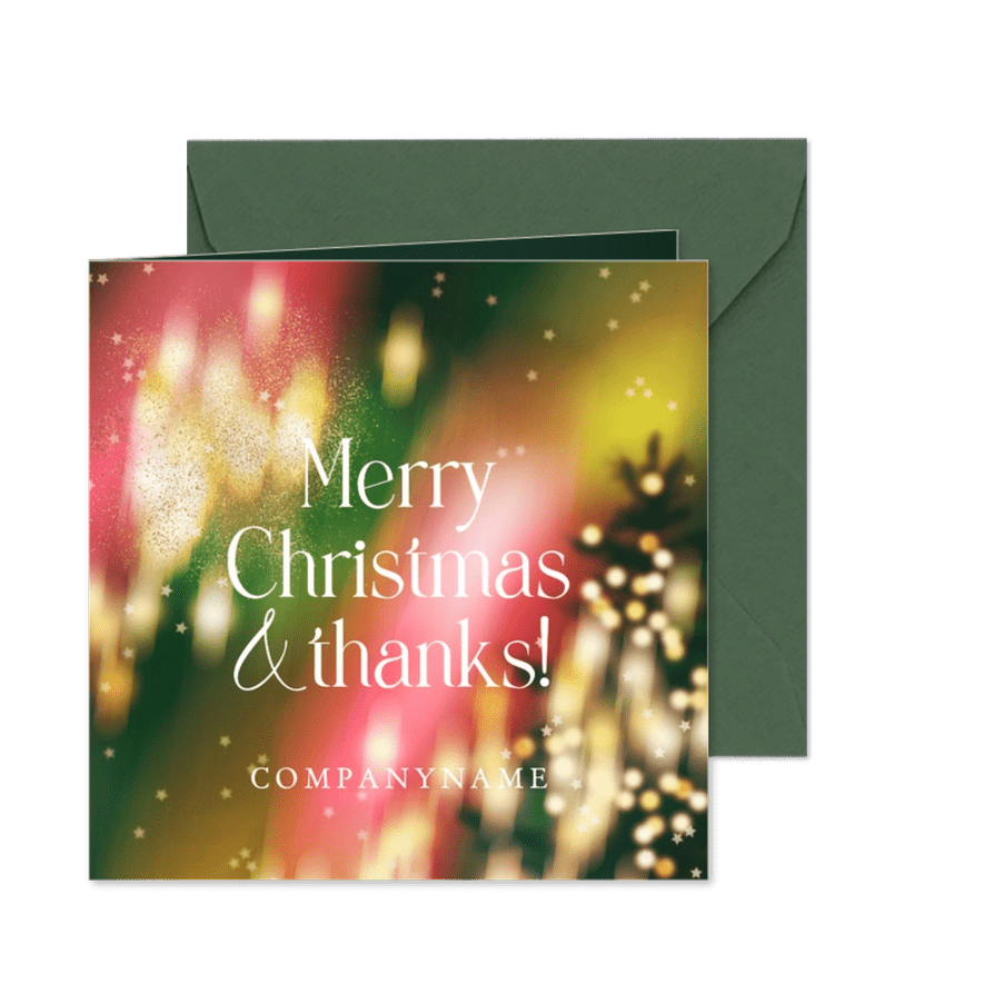 Zakelijke kerstkaart kerstlichtjes bedankt kerstboom ster - Kaartimpressie