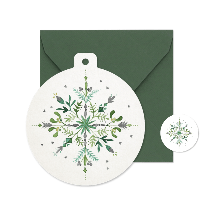 Zakelijke kerstkaart kerstster aquarel kerstbal vorm - Kaartimpressie