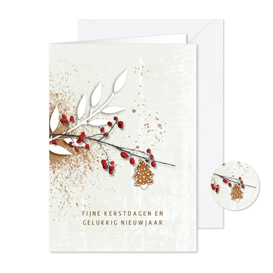 Zakelijke kerstkaart kersttak besje boompje - Kaartimpressie