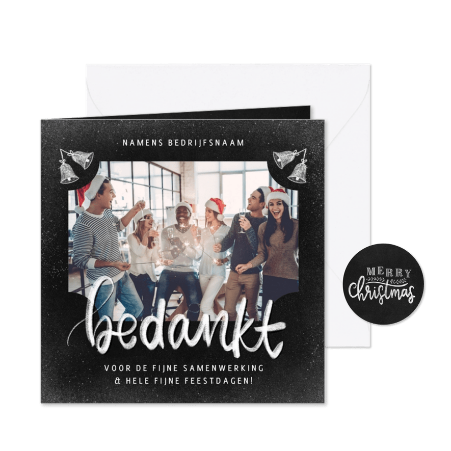Zakelijke kerstkaart krijtbord typografie bedankt - Kaartimpressie