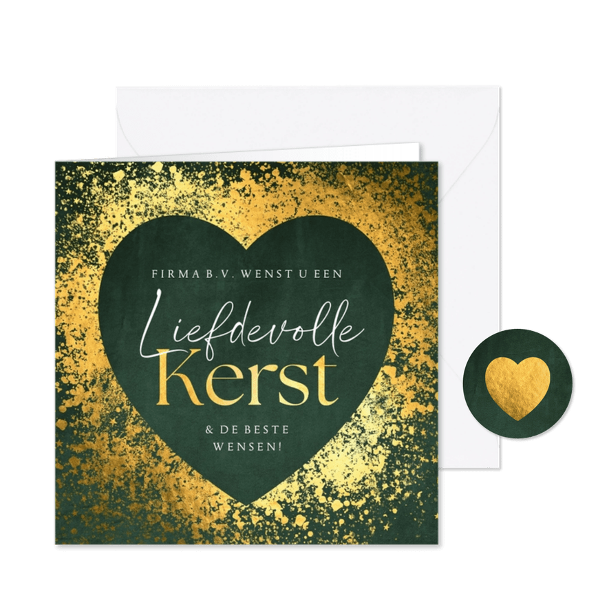 Zakelijke kerstkaart liefdevolle kerst hart goud velvet - Kaartimpressie