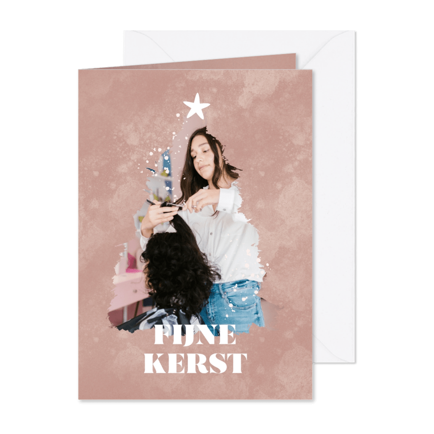 Zakelijke kerstkaart met eigen foto in kerstboom vorm - Kaartimpressie