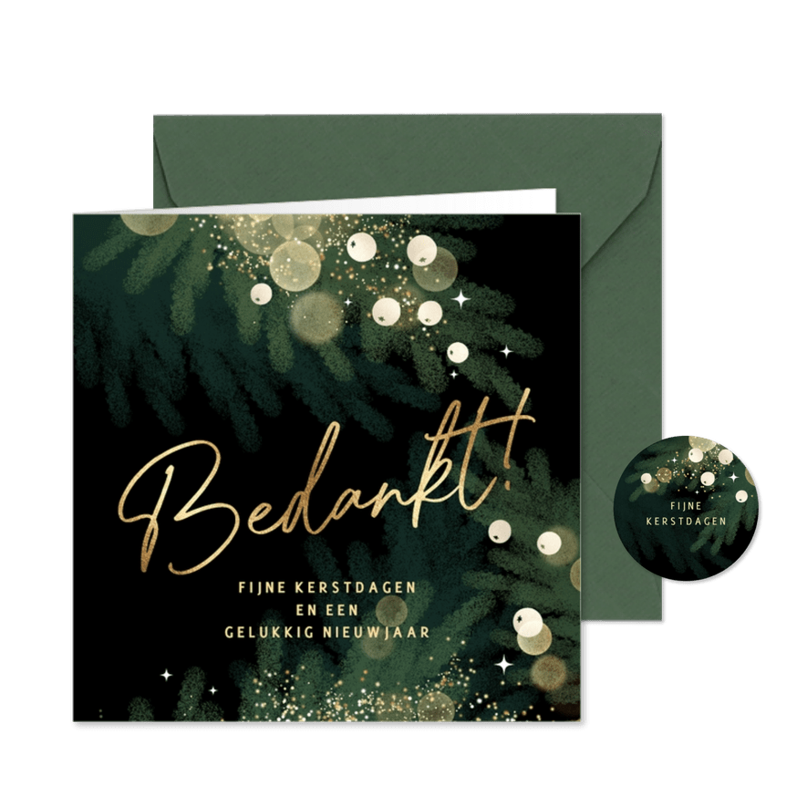 Zakelijke kerstkaart met logo en bedankt - Kaartimpressie