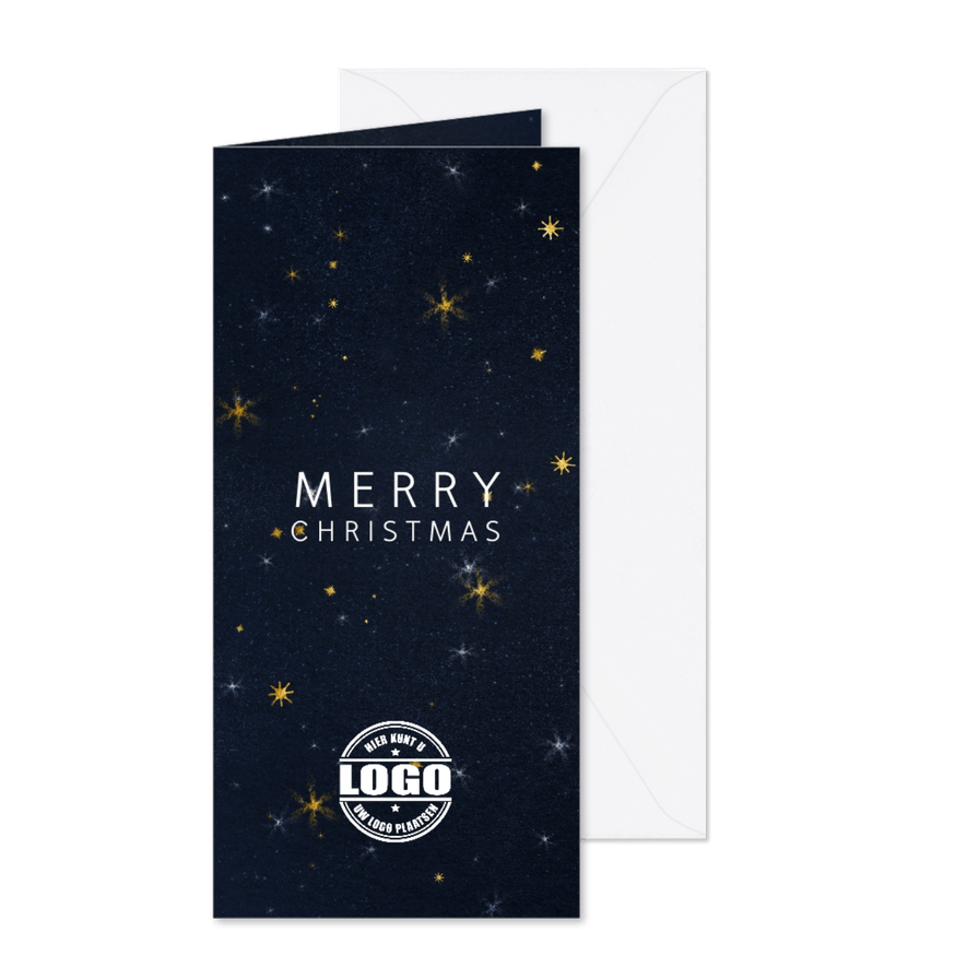 Zakelijke kerstkaart met logo en sterrenhemel - Kaartimpressie